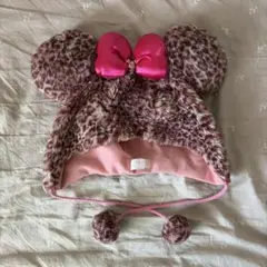 ミニーマウス ヒョウ柄ファンキャップ