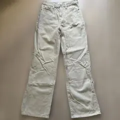 カーキ UNIQLO ワイドストレートデニム ハイウエスト