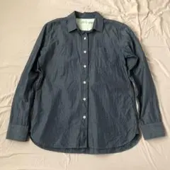無印良品　ネイビー　L ストライプ　シャツ　長袖　MUJI
