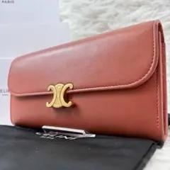 【美品/付属品完備】CELINE ラージ トリオンフ金具 長財布 サーモピンクのサムネイル
