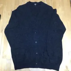 ユニクロ　ラム　Vネック　カーディガン　ダークグレー　XL