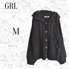 【グレイル】フード付き　ケーブルニット　カーディガン 　Mサイズ