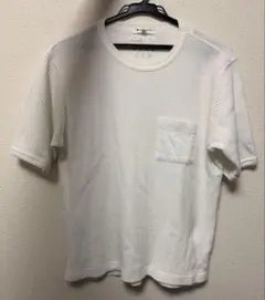 THE SHOP TK ワッフル素材 ポケット付 半袖Tシャツ ホワイト Mのサムネイル