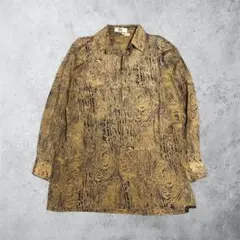 シルク混 総柄シャツ 木目 金ボタン モード グランジ グランジ ストリートのサムネイル