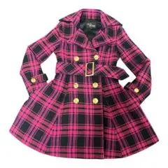 CECILMcBEE ピンクチェック コートM 金ボタンベルト付き Y2K