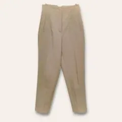 【ザラ】ハイウエストテーパードパンツ　ベージュ　USA XS　脚長効果　着回し◎