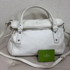 kate spade 2way レザーハンドバッグ ショルダー アイボリー - メルカリ