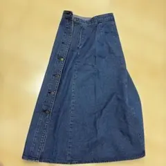 デニム Aラインロングスカート サイドボタン