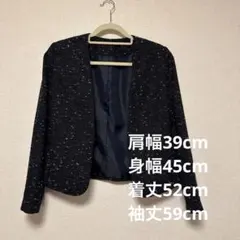 ネイビー スパークル ノーカラージャケット