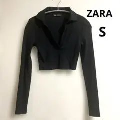 ZARA ザラ ブラッククロップド丈長袖トップス