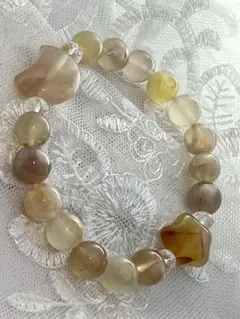 月と星 桜瑪瑙のブレスレット