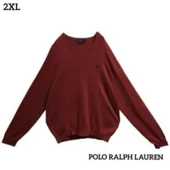 POLO RALPHLAURENラルフローレンVネックセーターポニー刺繍ロゴ古着