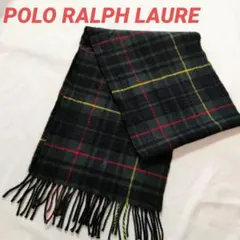 POLO RALPH LAUREN イタリア製チェック　マフラー　ロゴ刺繍入り