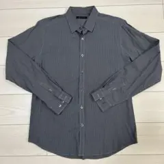 theory グレー ストライプ 長袖シャツ M