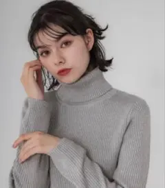 タートルネック グレー