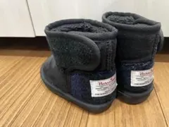 Harris Tweed ブラックブーツ　15センチ