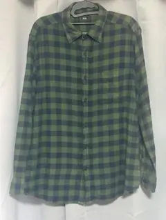 ユニクロ フランネルシャツ L グリーン ネイビー タータンチェック