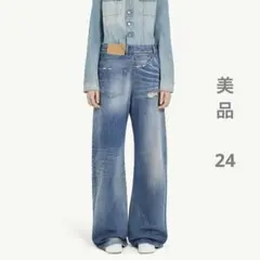 【美品】MM6デニム ツイストワイドレッグジーンズのサムネイル