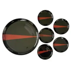 【未使用】◾️ジュンココシノ◾️大皿 小皿×5セット プレート◾️ブラック/レッドのサムネイル