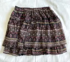 ミニスカート　花柄　2段フレア　レディース