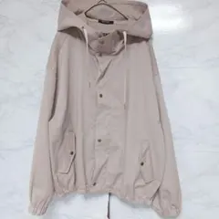 ワンウェイ ベージュ ピンク ジャンパー フード付 マウンテンパーカー M