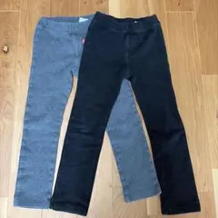 キッズ レギンスパンツ 2本セット 黒　グレー