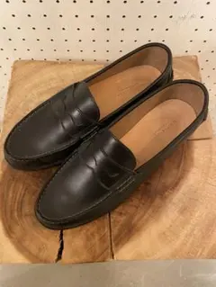 【25.0cm新品未使用】ビューティーアンドユース　ブラックレザーローファー