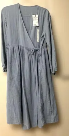新品　無印⭐︎ふんわりしぼガーゼ　ロングカーディガン　S ライトブルー