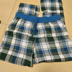 レディース チェック柄 パジャマパンツ グリーン系 Lサイズ