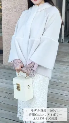 美品 モラビトプルミエ カシミヤ毛皮使用 ファーコート ベージュ 38 