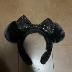ミッキー耳 カチューシャ 黒 スパンコール