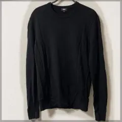 エクストラファインメリノ？　クルーネックセーター 長袖 ブラック