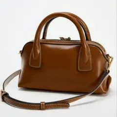 ZARA ミニボストン ショルダーバッグ ブラウン