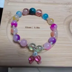 チェリー付カラフルビーズ ブレスレット 約15cm