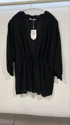 Khalita ブラック カーディガン 五分袖