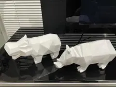 サイ　カバ　アニマル　動物　オブジェ　置物　ホワイト　白　ガーデニングのサムネイル