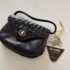 Crocodile ブラック コインケースミニポーチ
