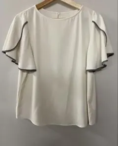 バイカラーフレアスリーブブラウスNATURALBEAUTY BASIC 白M