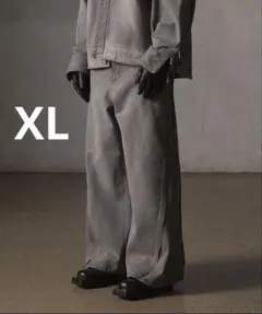 GRANCY ジップデザイン バギーデニム パンツ グレー