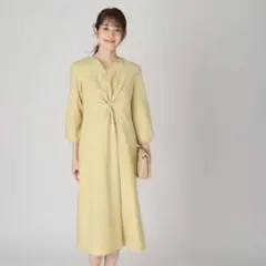 【新品タグ付】クードシャンス ねじりデザインワンピース イエロー 38 日本製