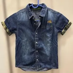 キッズ　デニム風　半袖シャツ　120cm