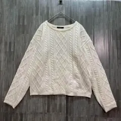 ★GW限定500円セール★ RULe ケーブル編みショート丈ニット　白　M