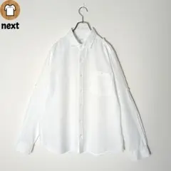 next 長袖シャツ M リネン 麻 ホワイト エポレット B354のサムネイル