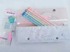 リトルツインスターズ 筆箱入り鉛筆&マスコット消しゴム付きシャープ芯 昭和レトロ