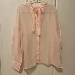 CLANE　2WAYダブルフェイスシアーシャツ　くすみピンク　ボウタイ　ブラウスのサムネイル