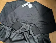 GLOBAL WORK 乾きやすいドッキングフリルトップス　Lサイズ　ブラック