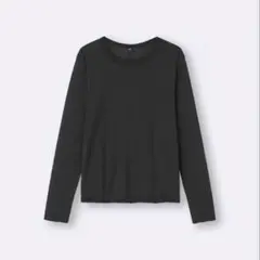 【ベストセラー】GU ソフトシアークルーネックT ブラック M