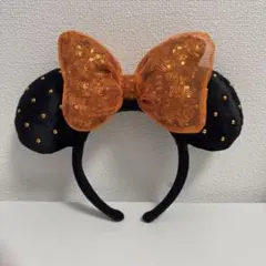 ミッキー型カチューシャ 黒とオレンジ