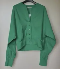 LC/LLL リブカットカーディガン　緑
