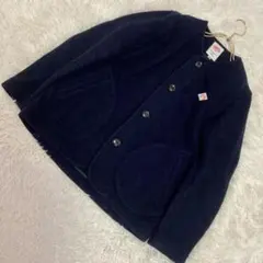 DANTON ウールモッサ コート ネイビー 34 ノーカラー シンプル